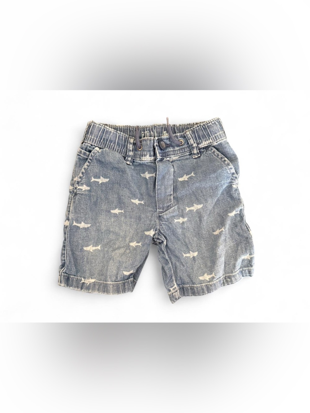 GAP Blue Denim Shorts with White Shark Print